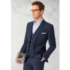 Tailored Fit Cassino Navy Check Washable Suit - Waistcoat Optional