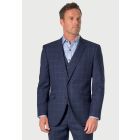 Tailored Fit Rivelin Blue Check Wool Rich Suit - Vest Optional