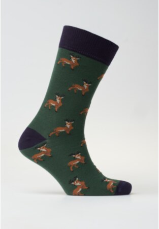 Green Stag Motif Socks