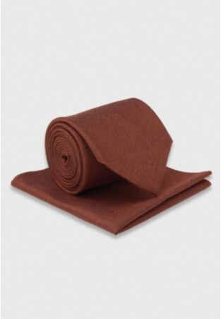 Orange Silk Blend Tie & Pocket Square Set