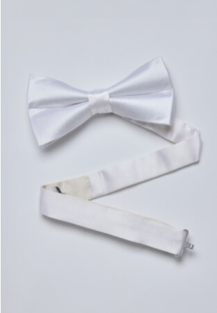 White Plain Satin Bow Tie