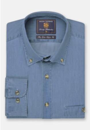 Regular Fit Light Blue Chambray Cotton Shirt