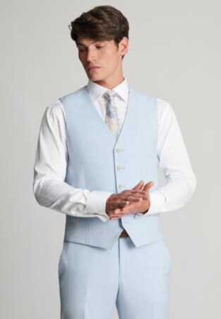 Tailored Fit Hayton Sky Blue Textured Suit Vest