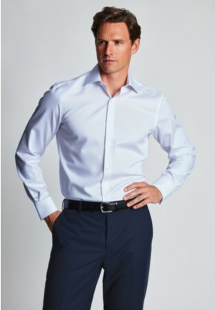 Regular Fit Sky Blue Non-Iron Twill Cotton Shirt - Three Sleeve Lengths