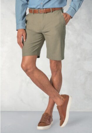 Amiss Khaki Stretch Linen Cotton Shorts