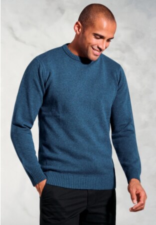 Clark Teal Lambswool Blend Crew Neck Jumper