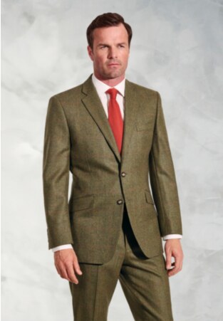 Regular Fit Dalton Olive Check Wool Suit Jacket
