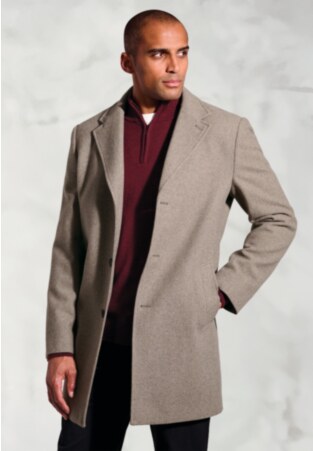 Hutchinson Taupe Wool Blend Overcoat