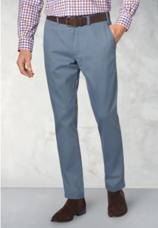 Tailored Fit Illingworth Blue Stretch Cotton Pants