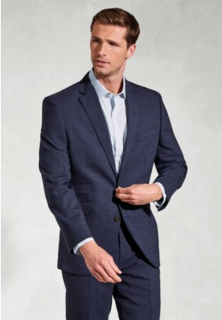 Tailored Fit McKellen Navy Wool Linen Blend Suit - Vest Optional