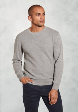 Noah Grey Brick Stitch Cotton Crew Neck Jumper