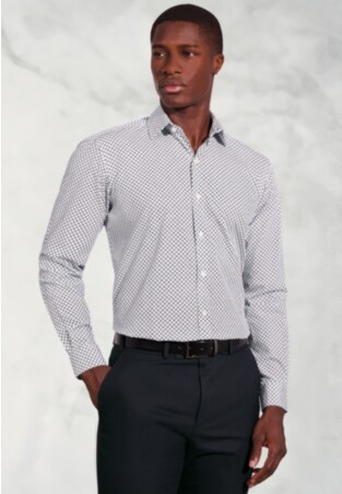 Regular Fit Navy Geometric Print Cotton Shirt