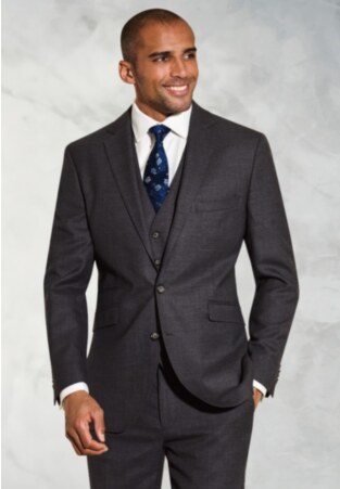 Tailored Fit Wells Charcoal Wool Blend Suit Jacket