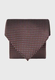Rust Semi-Plain Geo Pure Silk Tie