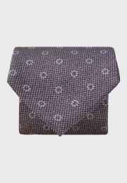 Pink Textured Floral Geometric Silk Tie