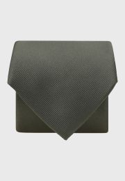 Green Twill Pure Silk Tie