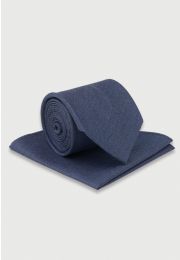 Blue Silk Blend Tie & Hanky Set