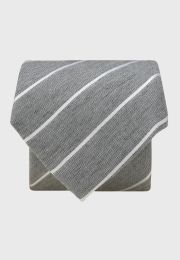 Silver Grey Butchers Stripe Textured Silk Blend Tie