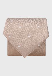Champagne Textured Polka Dot Silk Tie