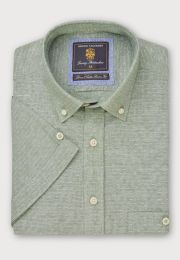 Regular Fit Seagrass Dobby Short Sleeve Cotton Linen Shirt