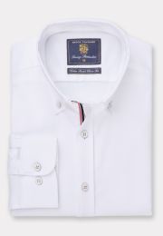 Tailored Fit White Stretch Oxford Cotton Shirt