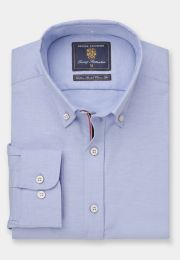 Tailored Fit Blue Stretch Oxford Cotton Shirt