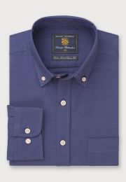 Regular Fit Dark Blue Stretch Oxford Cotton Shirt