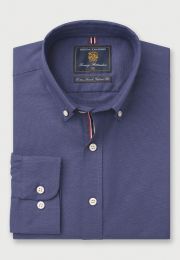 Tailored Fit Dark Blue Stretch Oxford Cotton Shirt