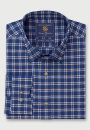 Tailored Fit Blue Check Oxford Cotton Shirt