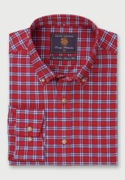 Tailored Fit Red Check Oxford Cotton Shirt