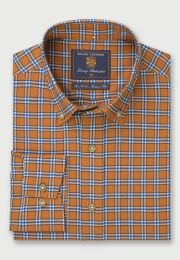 Tailored Fit Gold Check Oxford Cotton Shirt