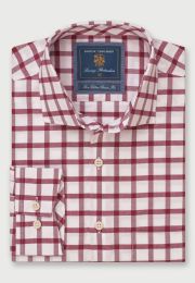 Regular Fit Wine Check Oxford Cotton Shirt