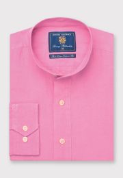 Tailored Fit Rose Linen Grandad Collar Popover Shirt