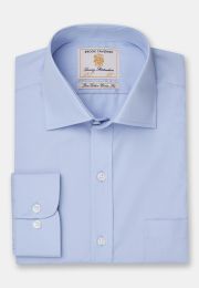 Tailored Fit Single Cuff Blue Poplin Cotton Shirt