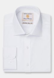 Regular Fit Single Cuff White Poplin Cotton Shirt