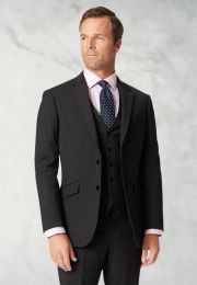 Tailored Fit Avalino Charcoal Pinstripe Suit - Vest Optional