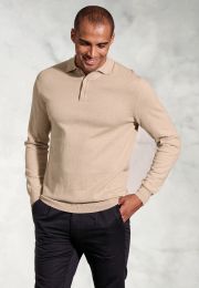 Bennett Stone Pure Cotton Long Sleeve Polo Shirt