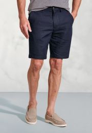 Caine Navy Linen Cotton Shorts