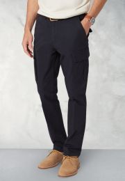 Tailored Fit Carlos Navy Cotton Stretch Cargo Pants