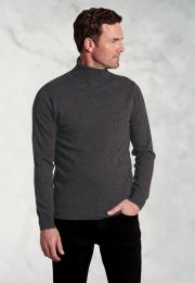 Charcoal Cashmere Roll Neck Jumper