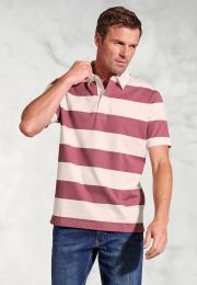 Clooney Pink Hooped Short Sleeve Rugby Shirt