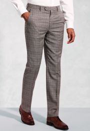 Tailored Fit Coltrane Chestnut Brown POW Check British Pure New Wool Suit Pants