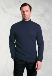Cornwall Navy Cotton Merino Roll Neck Jumper