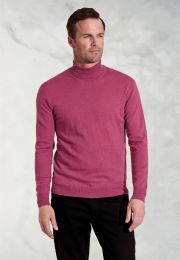 Cornwall Raspberry Cotton Merino Roll Neck Jumper