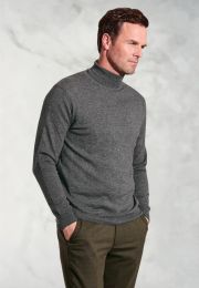 Cornwall Charcoal Cotton Merino Roll Neck Jumper