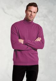 Cornwall Plum Cotton Merino Roll Neck Jumper