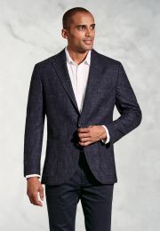 Tailored Fit Dillon Navy Textured Wool Linen Jacket