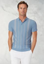 Duke Sky Blue Merino Wool Polo Shirt