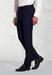 Regular Fit Epsom Navy Pinstripe Wool Suit Pants