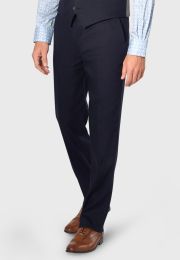 Tailored Fit Gower Navy Linen Blend Suit Pants